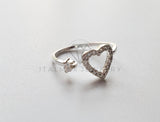 Anillo de Dama - 101509 - Anillo Ajustable Corazón CZ Clara Plata .925