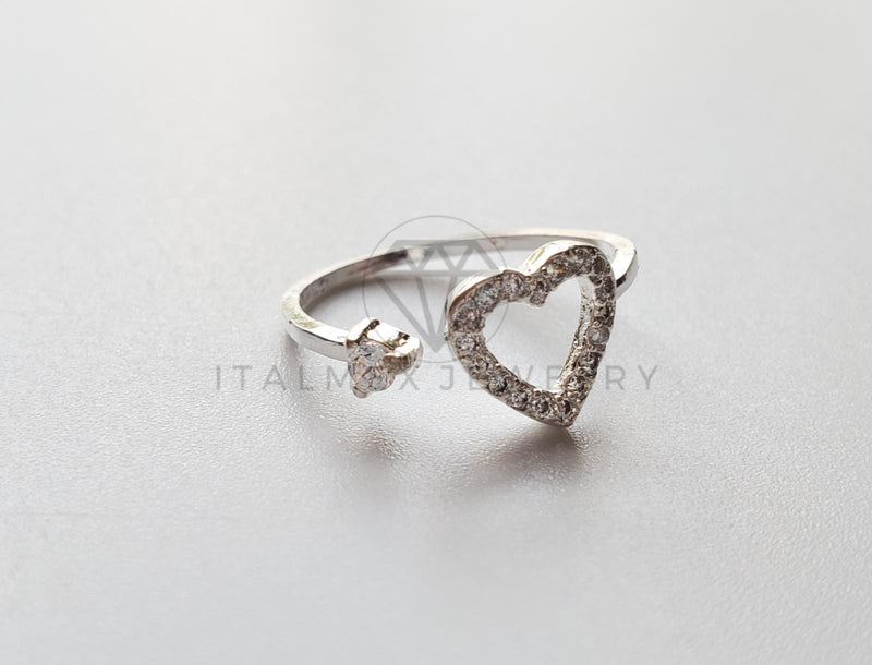 Anillo de Dama - 101509 - Anillo Ajustable Corazón CZ Clara Plata .925