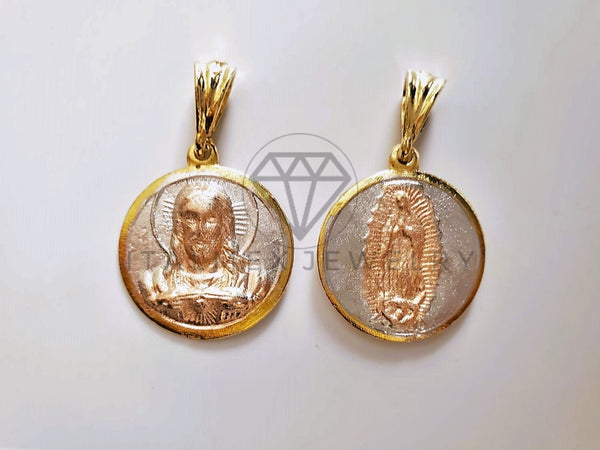 Dije Religioso - 104199 - Medalla Religiosa de Doble Cara Tamaño Mediano Oro Laminado 18K