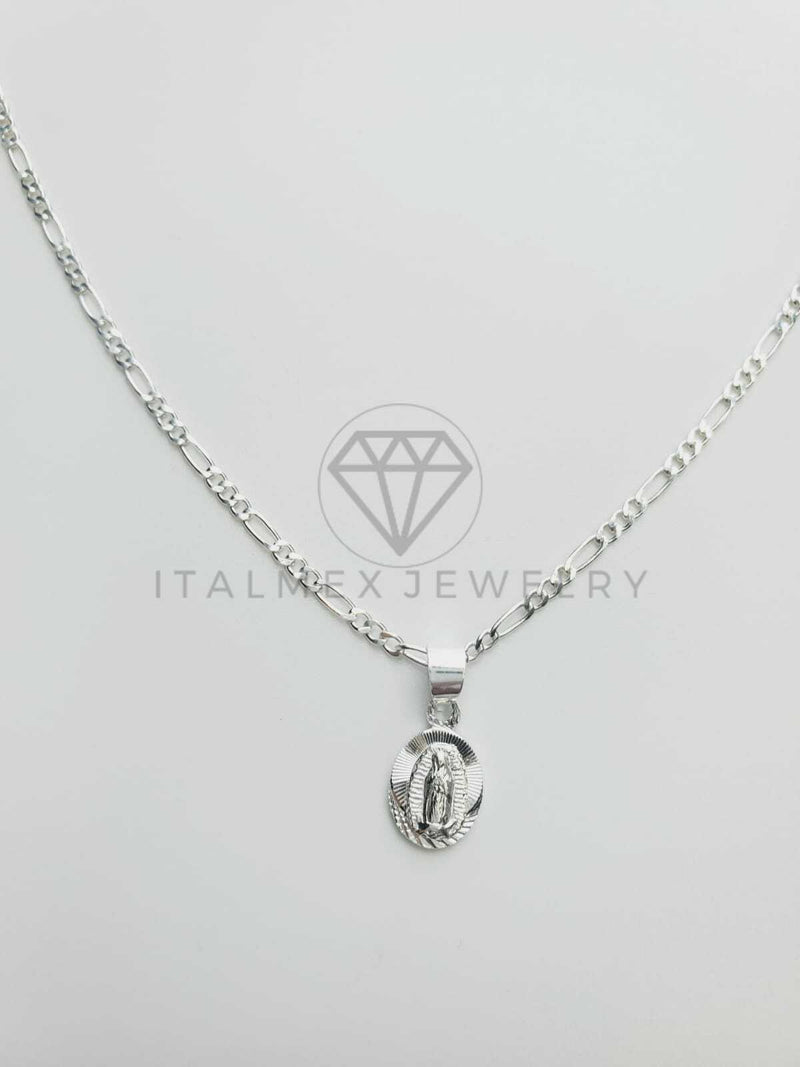 Dije Religioso - 102534 - Medalla Diamantada Mini Virgen de Guadalupe Plata Fina .925