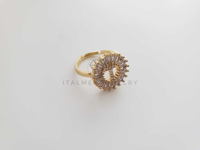 Anillo de Lujo - 102566 - Diseño Inicial "T" con CZ Clara Oro Laminado 18K