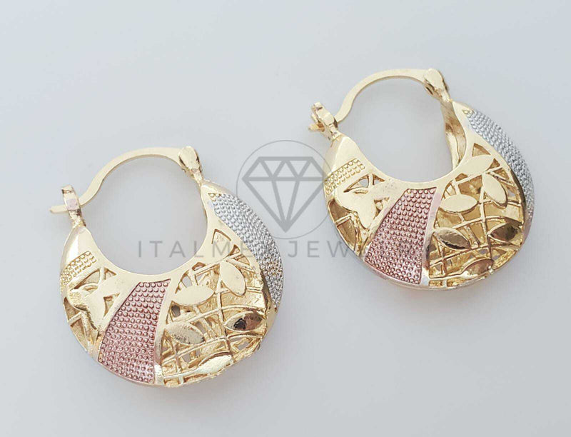 Arete Elegante - 102298 - Estilo Canasta Rayas Mediano Oro Laminado 18K