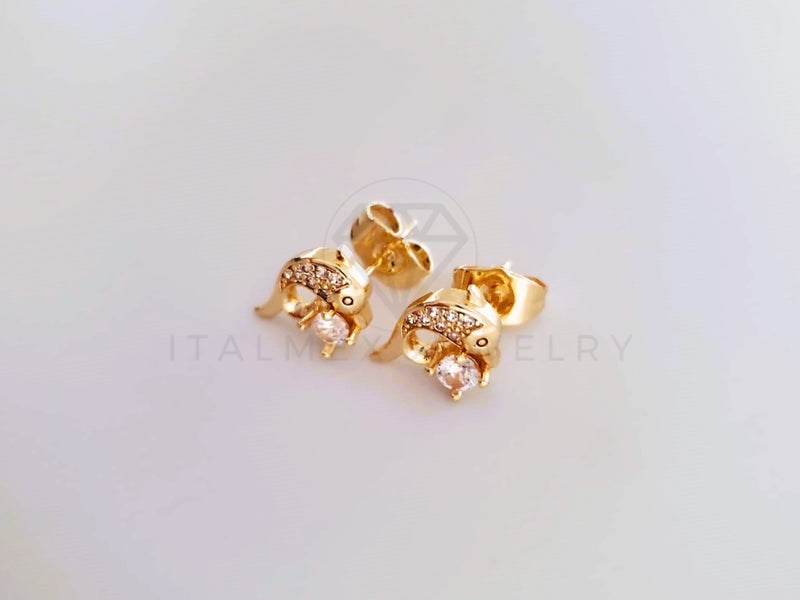 Broquel de Lujo - 104039 - Diseño Delfin CZ Clara Oro Laminado 18K