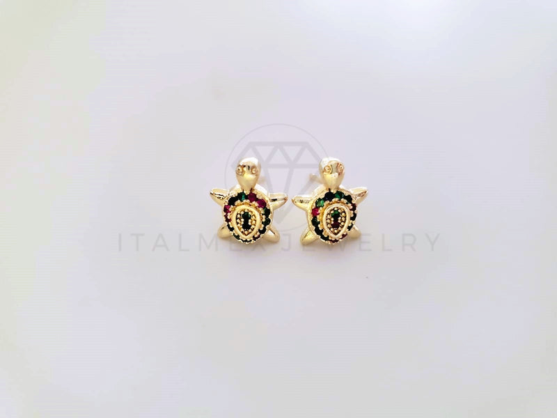 Broquel de Lujo - 104047 - Diseño Tortuga CZ Color Oro Laminado 18K