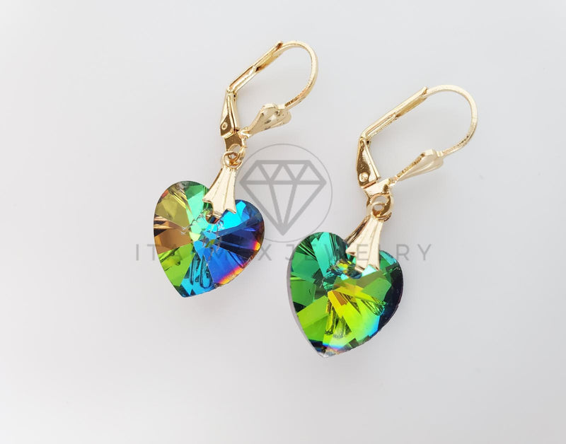 Arete Elegante - 100709 - Diseño de Corazón con CZ Tornasol Oro Laminado 18K