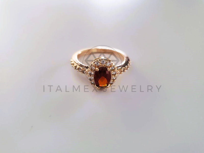 Anillo de Lujo - 103880 - Anillo Oval Biselado CZ Tinto Oro Laminado 18K