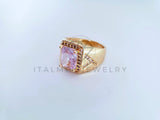 Anillo Caballero de Lujo - 103921 - Diseño Cuadrado CZ Clara Oro Laminado 18K