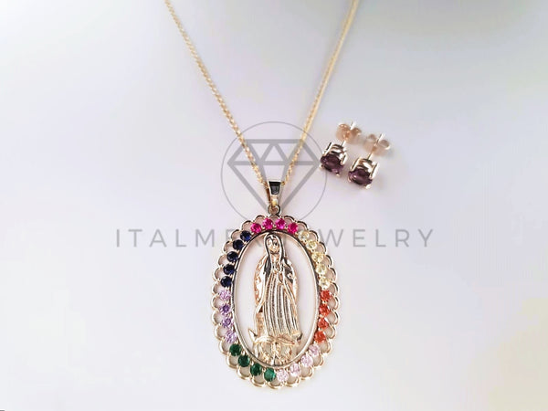 Juego de Lujo - 103786 - Diseño Virgen de Guadalupe CZ Color Oro Laminado 18K