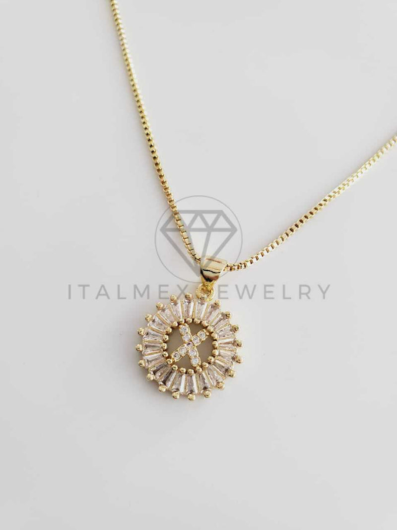 Collar Elegante - 102329 - Collar Inicial "X" Con CZ Clara Oro Laminado 18K