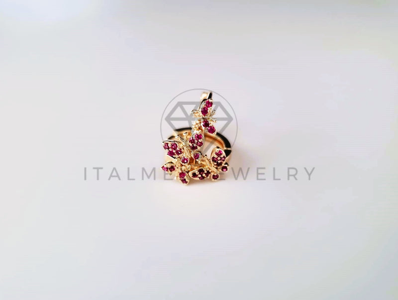 Huggie de Lujo - 103697 - Diseño de Mariposa con CZ Rosa Oro Laminado 18K