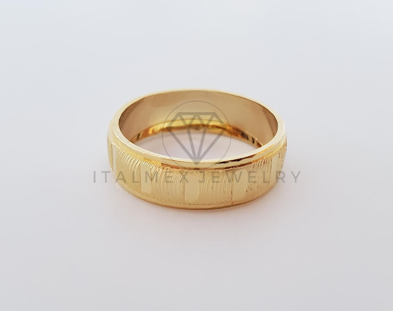 Anillo Elegante - 101632 - Argolla Rayada Dorada Oro Laminado 18K