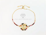 Pulsera Ajustable - 103138 - Diseño de Virgen con CZ Colores Oro Laminado 18K