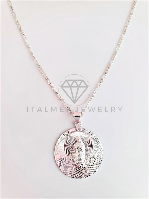 Dije Religioso - 102968 - Medalla Diamantada Virgen de Guadalupe Plata Fina .925