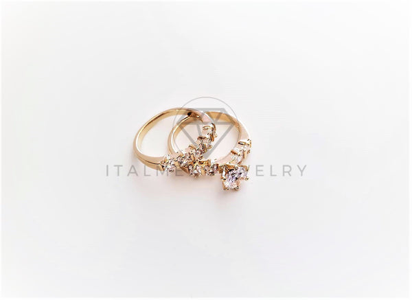 Anillo de Lujo - 103053 - Anillo Alianza Matrimonio CZ Clara Oro Laminado 18K