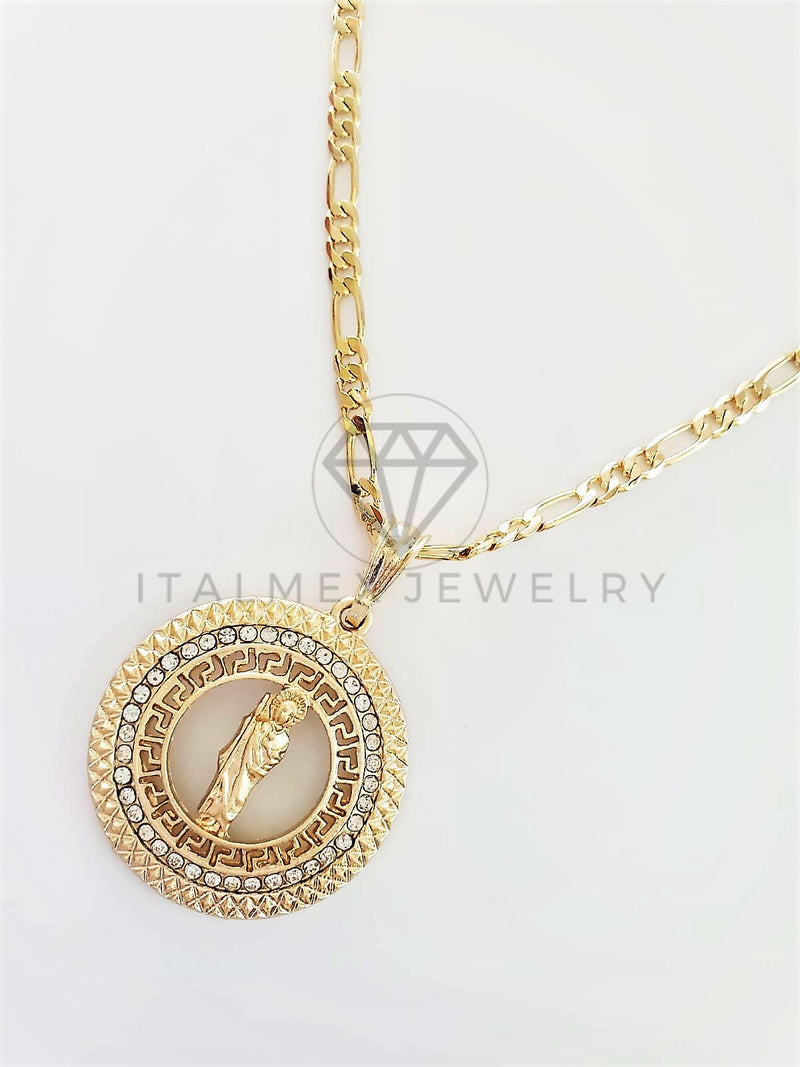 Dije Elegante - 102747 - Medalla San Judas CZ Clara Tamaño Mediana Oro Laminado 18K