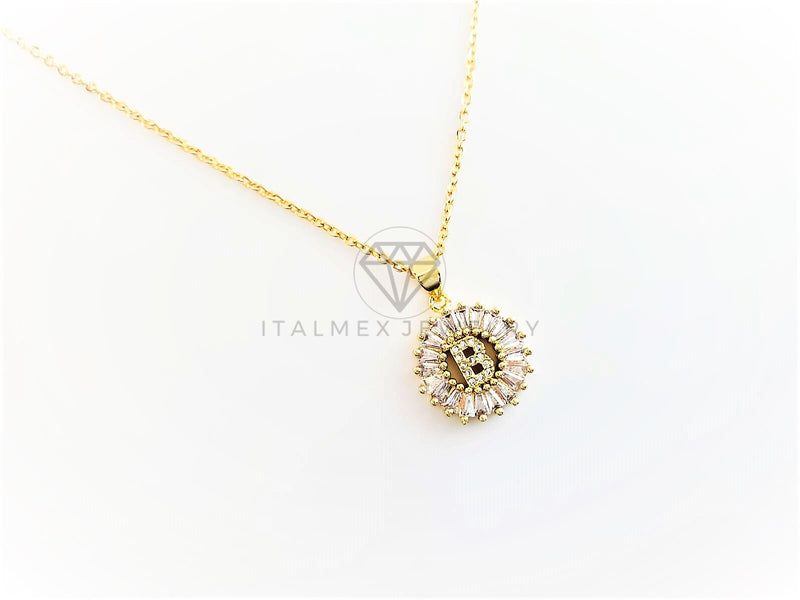 Collar Elegante - 102612 - Collar Inicial "B" Con CZ Clara Oro Laminado 18K