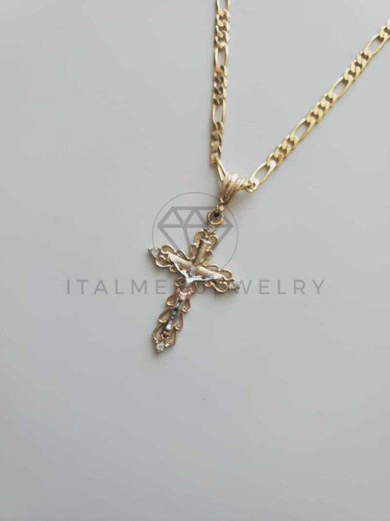 Dije Elegante - 102277 - Dije Cristo 3 Oros Tamaño Mediano Oro Laminado 18K