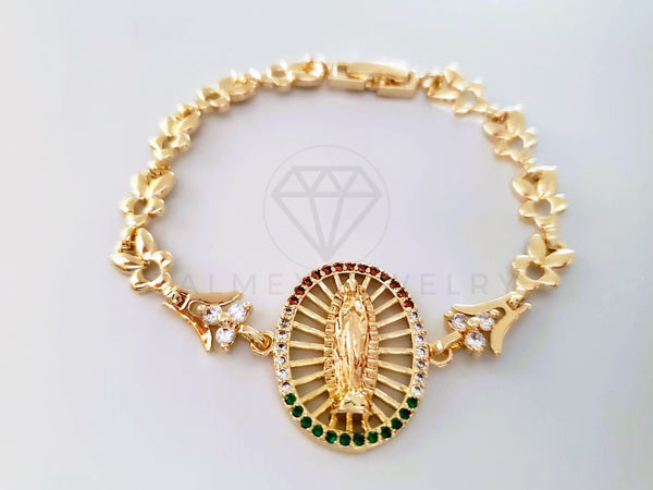 Pulsera Elegante - 103977 - Pulsera Virgen de Guadalupe CZ Tricolor Oro Laminado 18K