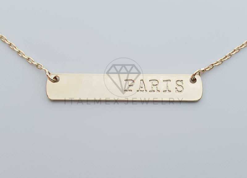 Collar Elegante - 101157 - Collar PARIS Diseñador 20" Dorado Oro Laminado 18K