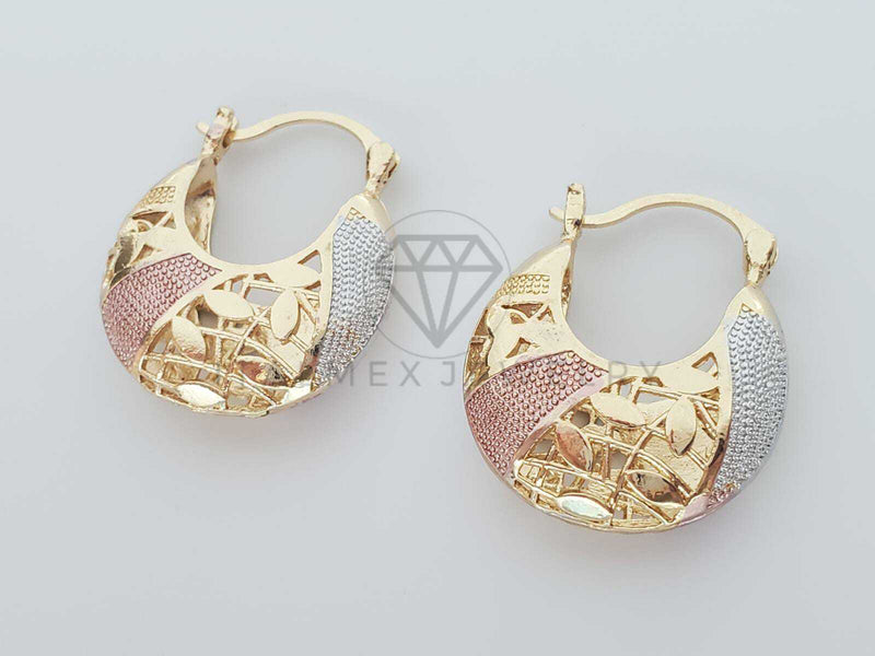 Arete Elegante - 102298 - Estilo Canasta Rayas Mediano Oro Laminado 18K