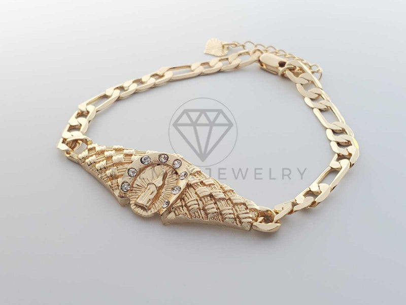 Esclava Elegante - 100253 - Diseño Herradura Virgen CZ Clara Oro Laminado 18K