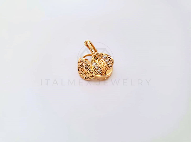 Huggie de Lujo - 104009 - Diseño de Grecas CZ Clara Oro Laminado 18K