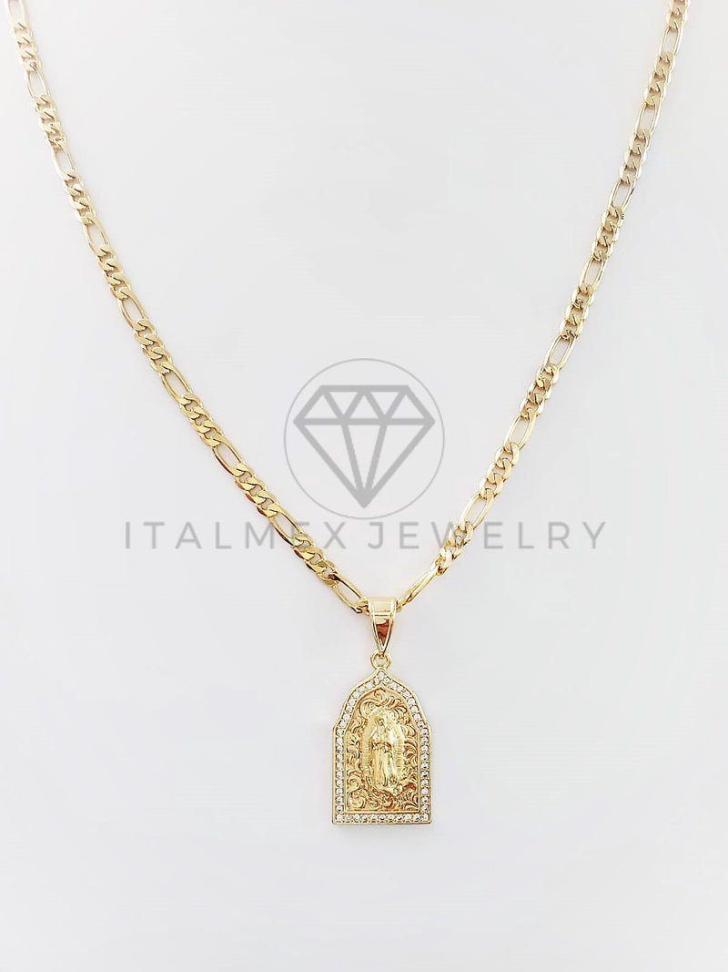 Dije Elegante - 102743 - Medalla Virgen de Guadalupe CZ Clara Tamaño Chico Oro Laminado 18K