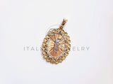 Dije Religioso - 104194 - Medalla Diamantada San Judas Bisel Flores Oro Laminado 18K