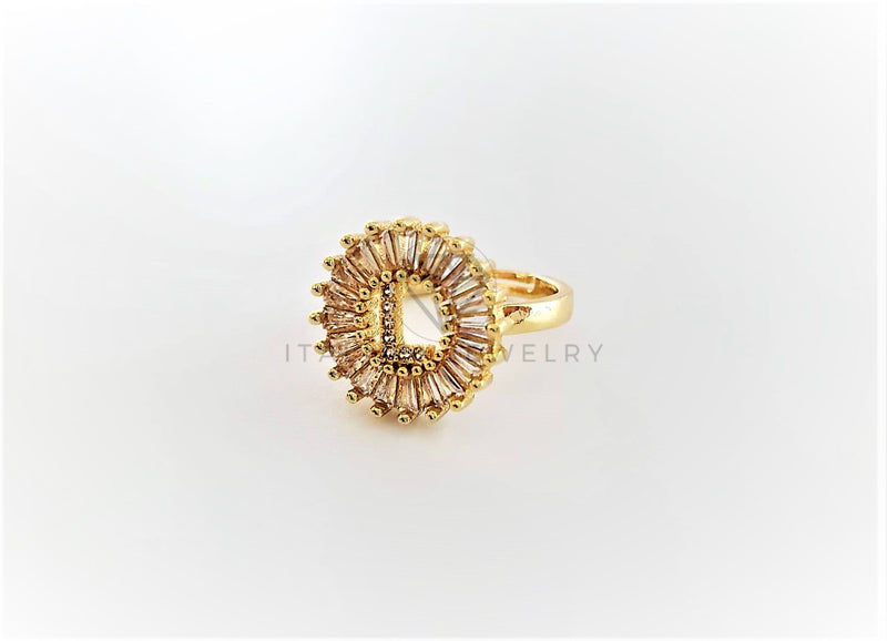 Anillo de Lujo - 102605 - Diseño Inicial "L" con CZ Clara Oro Laminado 18K