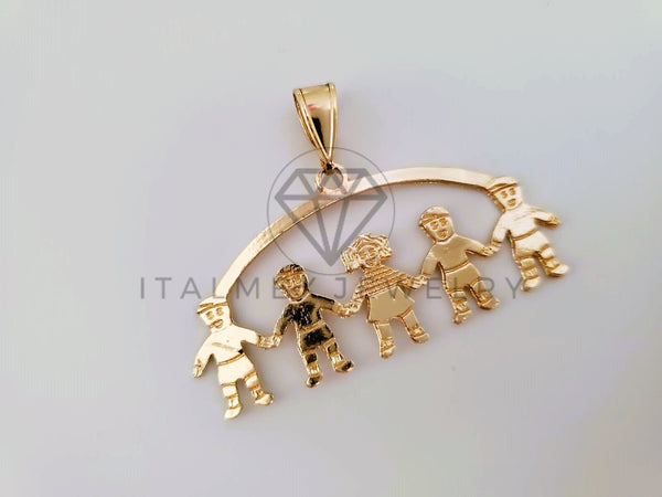 Dije Elegante - 104344 - Dije 1 Niña y 4 Niños Tamaño Chico Oro Laminado 18K