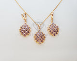 Juego de Lujo - 100618 - Diseño de CZ Color Morado Oro Laminado 18K