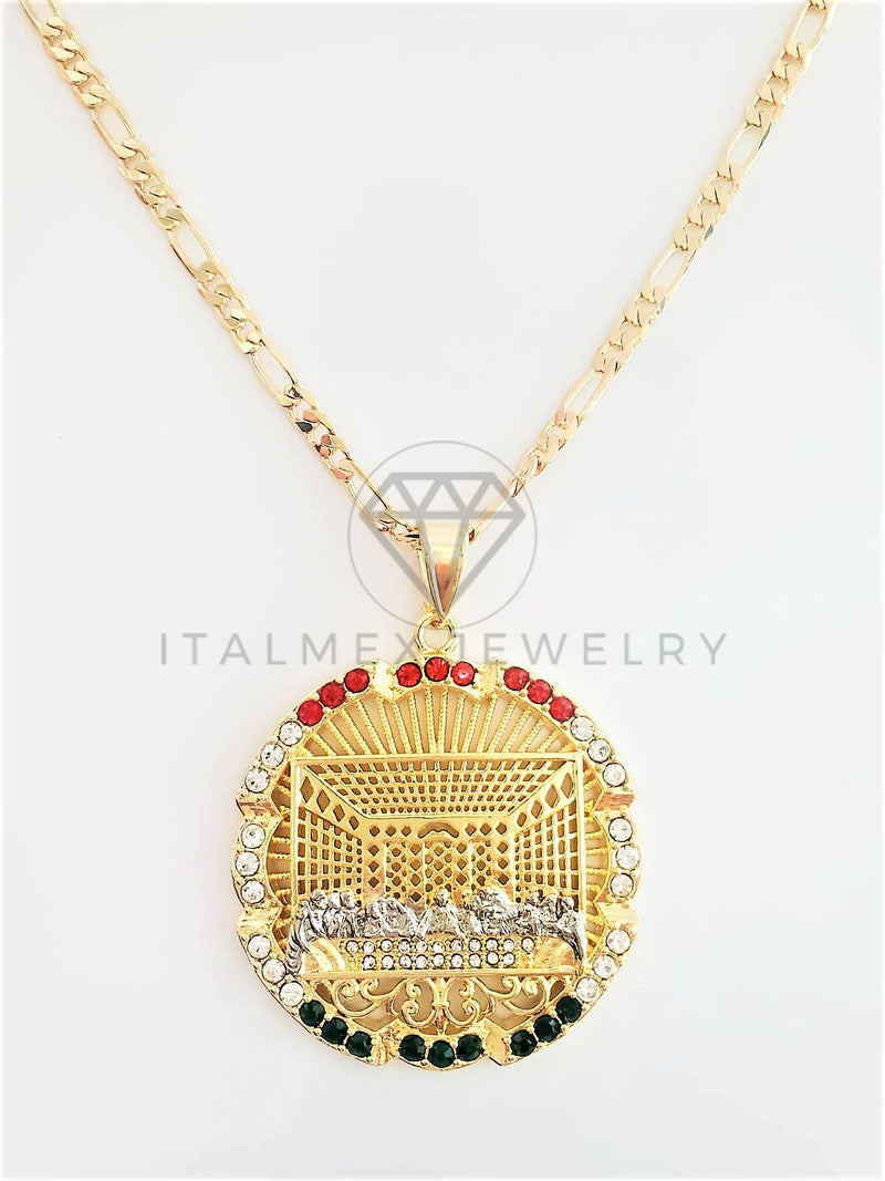 Dije Religioso - 102778 - Medalla Ultima Cena CZ Color Tamaño Extra Grande Oro Laminado 18K