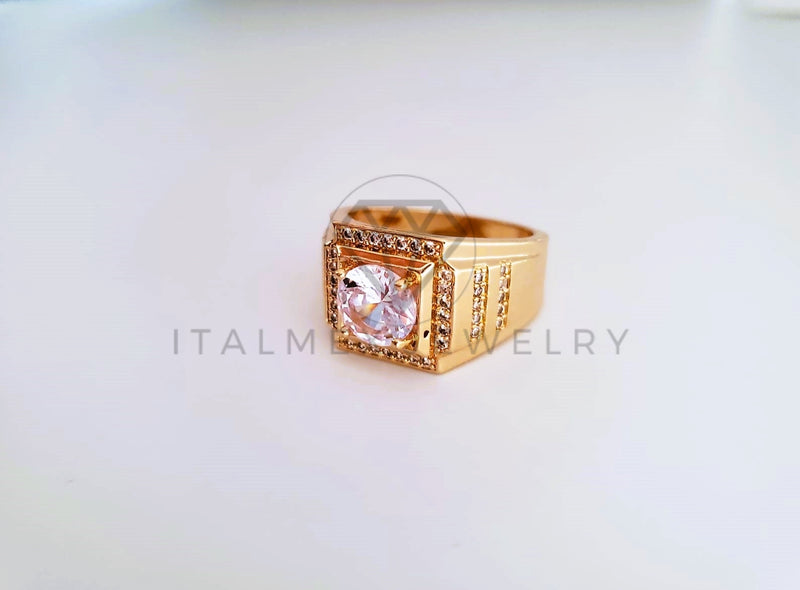 Anillo Caballero de Lujo - 103924 - Diseño Clásico CZ Clara Oro Laminado 18K