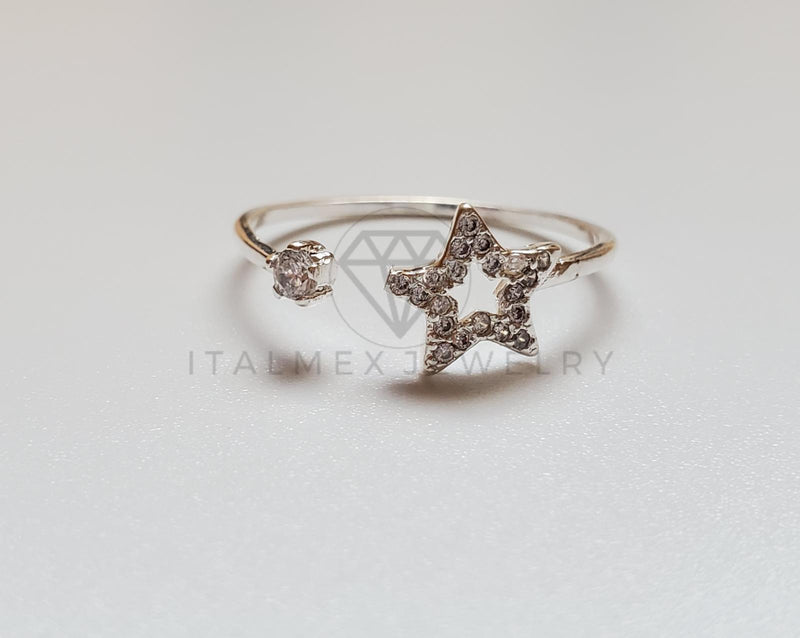 Anillo de Dama - 101501 - Anillo Ajustable Estrella CZ Clara Plata .925