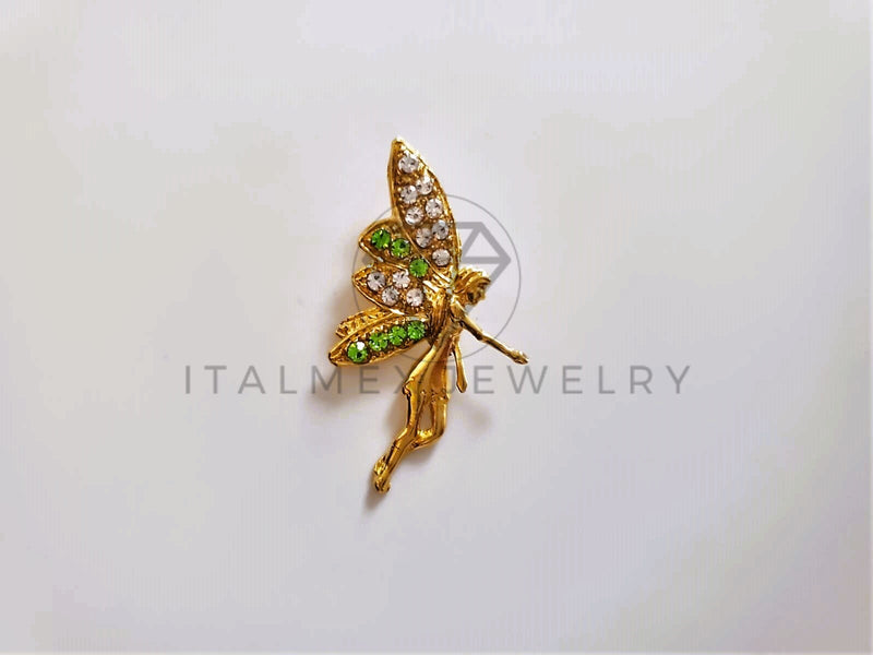 Dije de Lujo - 104169 - Dije de Hada Madrina Circonia Clara y Verde Oro Laminado 18K