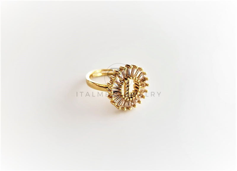 Anillo de Lujo - 102605 - Diseño Inicial "L" con CZ Clara Oro Laminado 18K