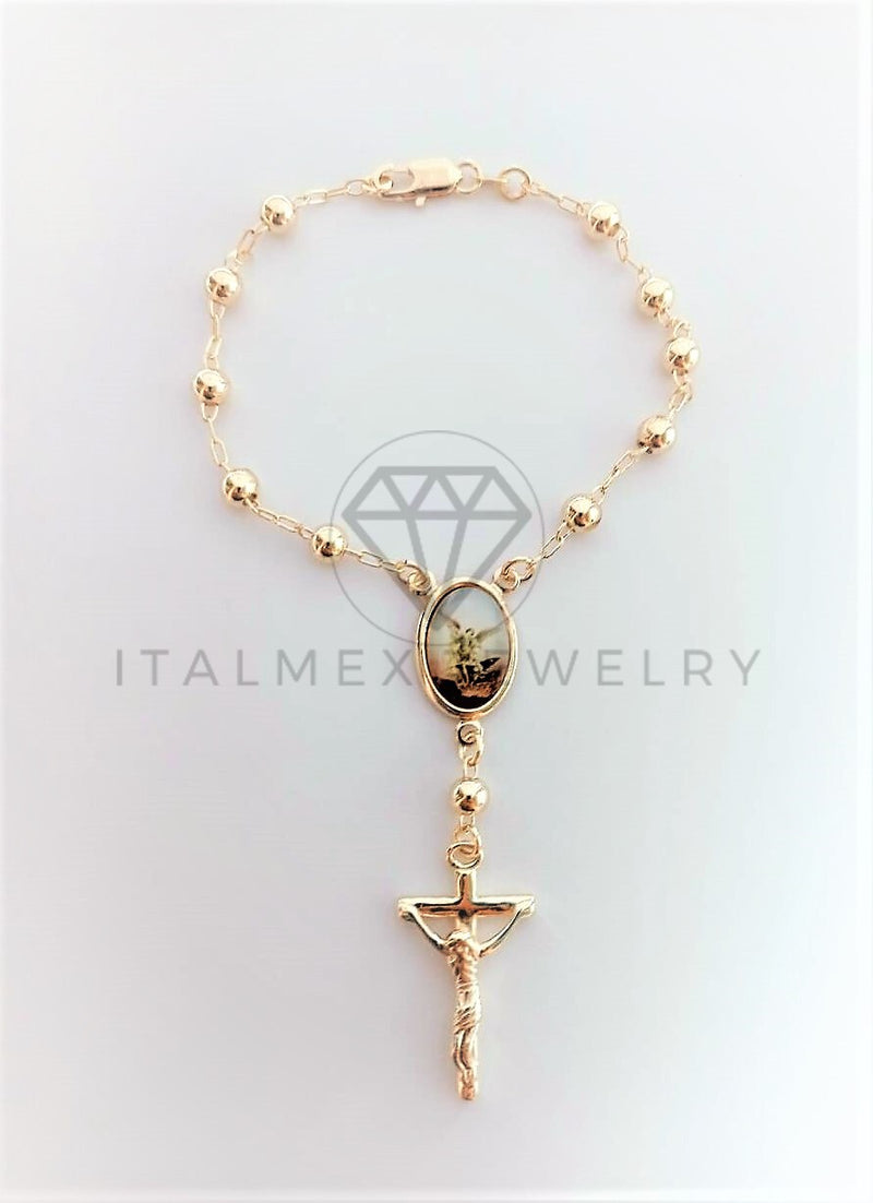 Pulsera Elegante - 102097 - Misterio Bola 5mm Arcángel Oro Laminado 18K