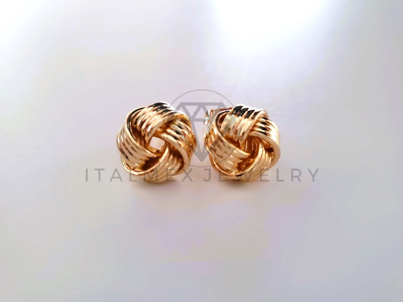 Broquel de Lujo - 103673 - Diseño de Moño Rayado Oro Laminado 18K