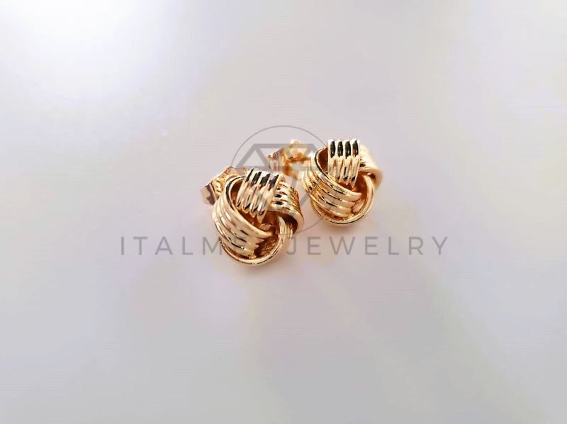 Broquel de Lujo - 103673 - Diseño de Moño Rayado Oro Laminado 18K