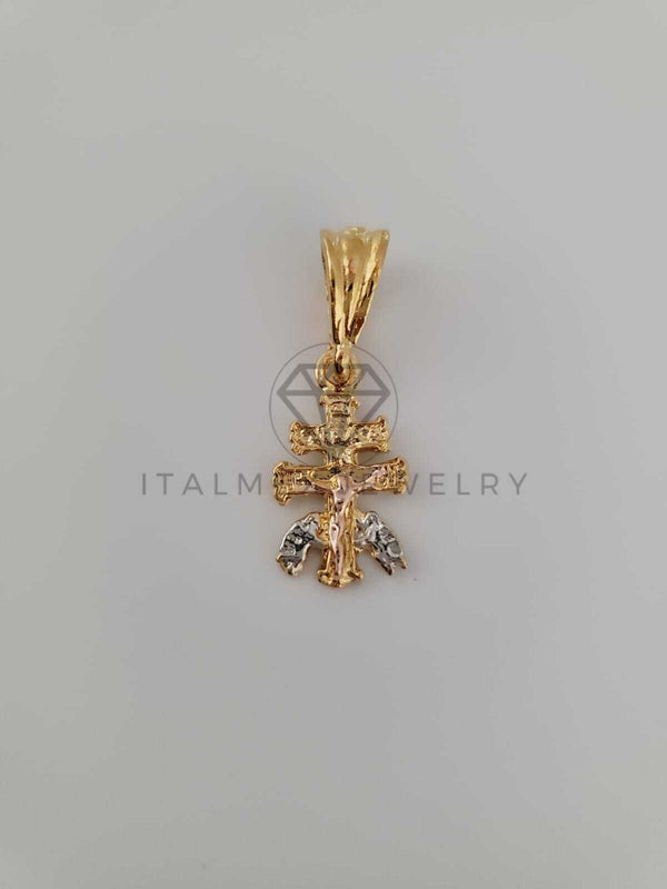 Dije Religioso - 104249 - Cruz de Caravaca Tamaño Mini Oro Laminado 18K