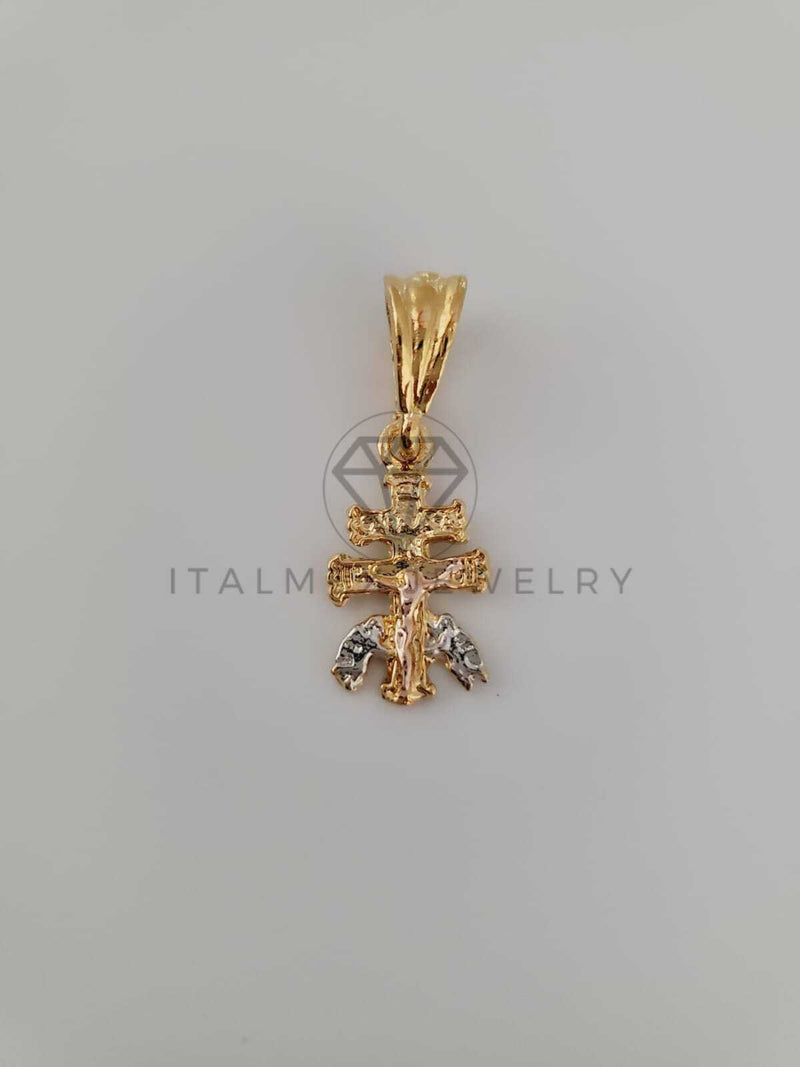 Dije Religioso - 104249 - Cruz de Caravaca Tamaño Mini Oro Laminado 18K