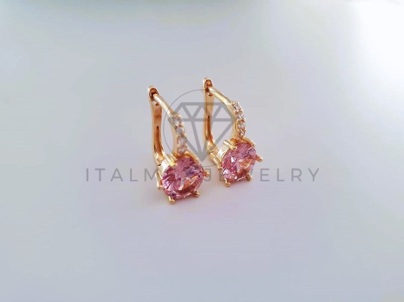 Arete de Lujo - 103846 - Diseño Huggie CZ Rosa Oro Laminado 18K