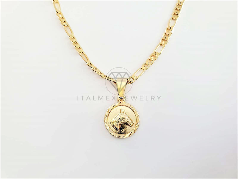Dije de Lujo - 103285 - Dije Medalla Rostro Caballo Tamaño Mini Oro Laminado 18K