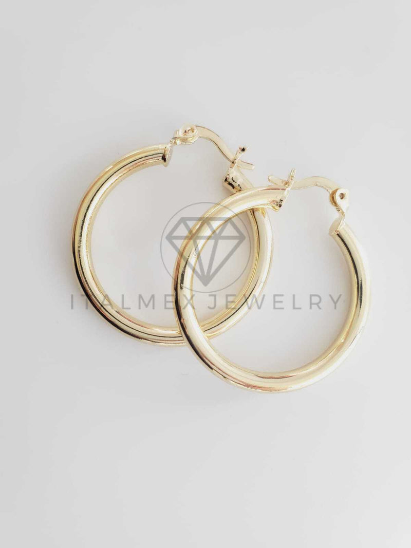 Arracada de Lujo - 102658 - Arracada de Tubo Lisa Dorada 30mm Oro Laminado 18K