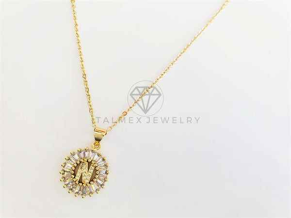 Collar Elegante - 102623 - Collar Inicial "N" Con CZ Clara Oro Laminado 18K