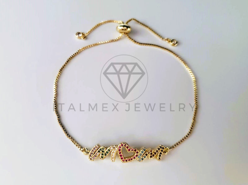 Pulsera de Lujo - 103713 - Diseño Ajustable Mom CZ Color Oro Laminado 18K