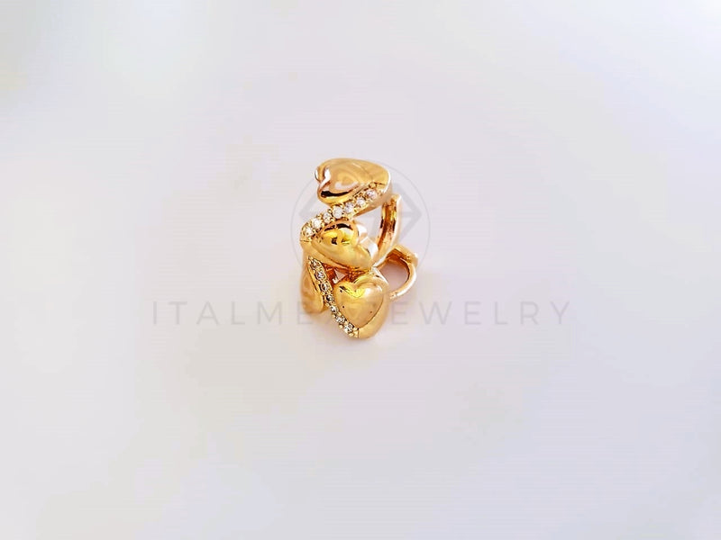 Huggie de Lujo - 104029 - Estilo Corazones CZ Clara Oro Laminado 18K