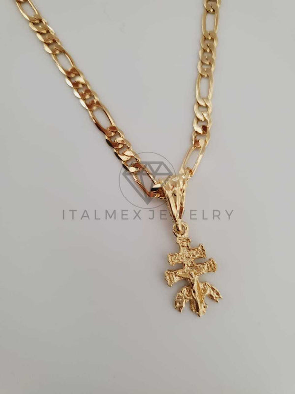 Dije Religioso - 104247 - Cruz de Caravaca Tamaño Mini Oro Laminado 18K