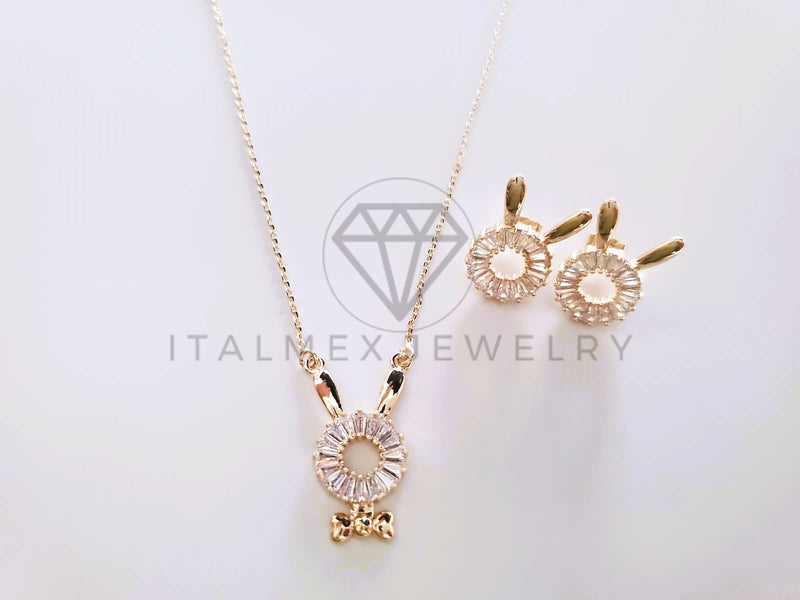 Juego de Lujo - 103783 - Diseño Conejito CZ Clara Oro Laminado 18K