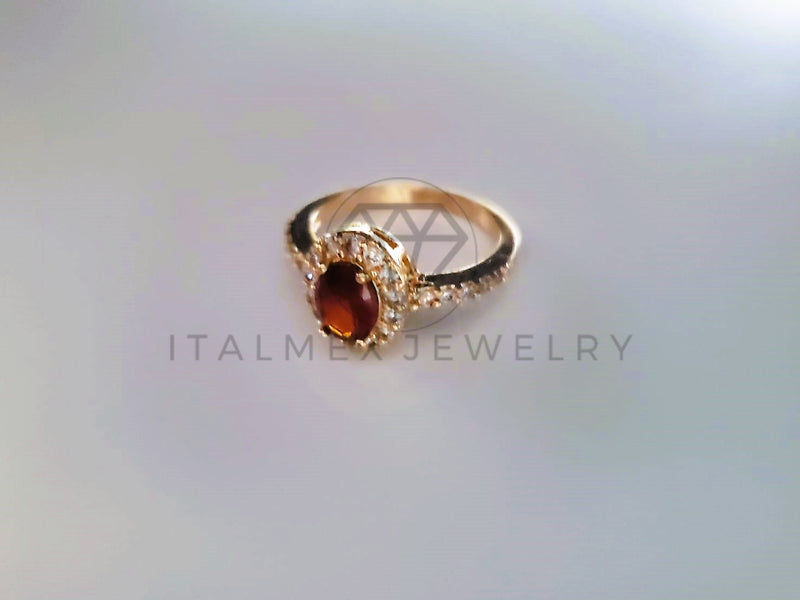 Anillo de Lujo - 103880 - Anillo Oval Biselado CZ Tinto Oro Laminado 18K